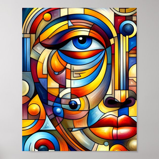Abstract Art  Stylized Human Face Poster (Front)