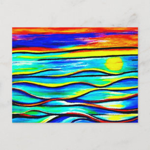 Abstract Art Sun Over Water Postcard