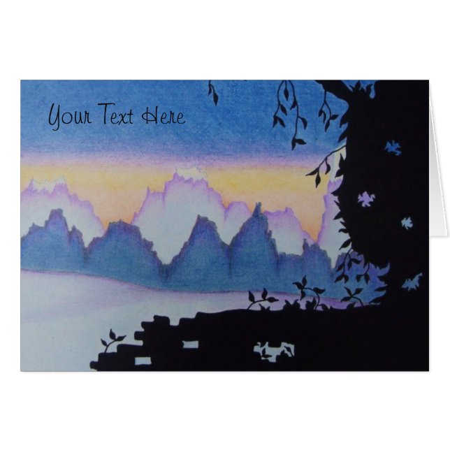 abstract art sunset over mountains landscape cards (Front Horizontal)