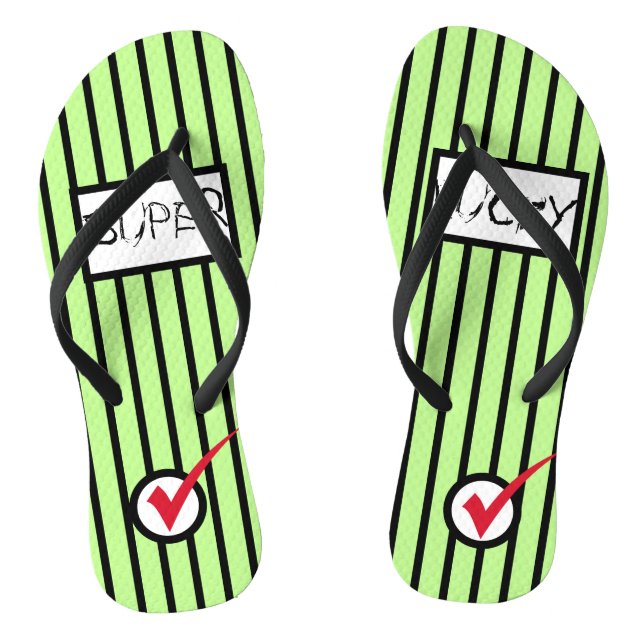 Abstract Art Super Lucky Check Mark Flip Flops (Footbed)