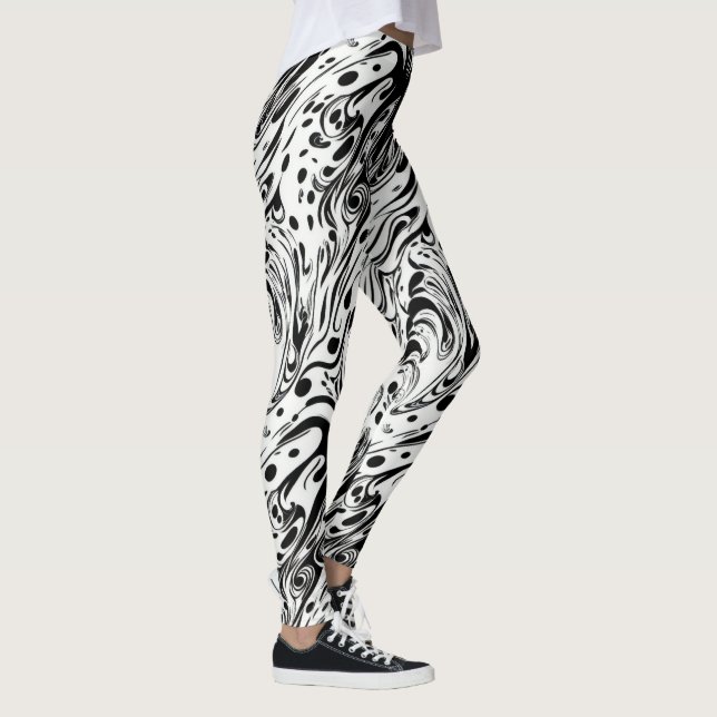 Abstract Art Swilring Liquid Polka Dots Leggings (Right)