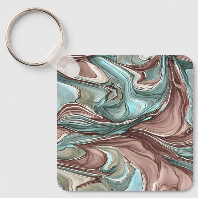Abstract Art Swirls of Color on a Keychain (Front)