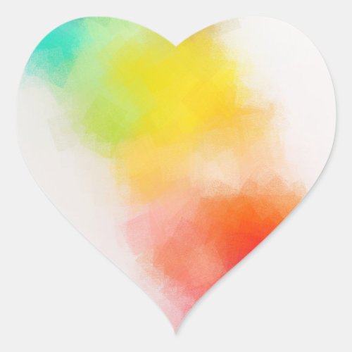 Abstract Art Template Colorful Pink Red Yellow Heart Sticker