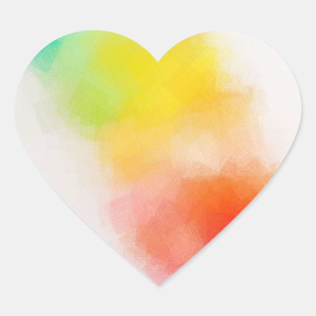 Abstract Art Template Colorful Pink Red Yellow Heart Sticker (Front)