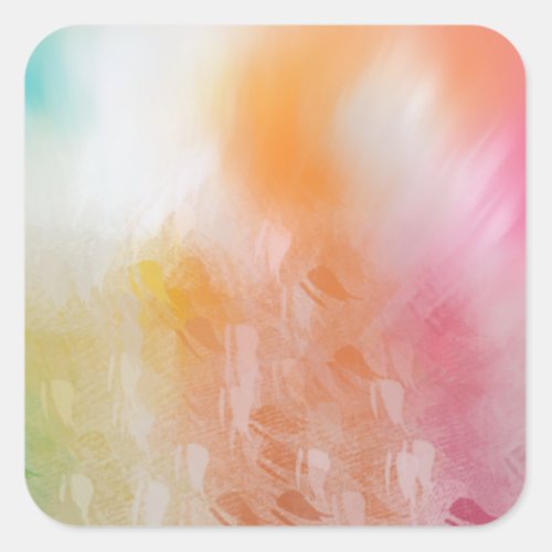 Abstract Art Template Pink Red Yellow Blue Blank Square Sticker