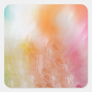 Abstract Art Template Pink Red Yellow Blue Blank Square Sticker