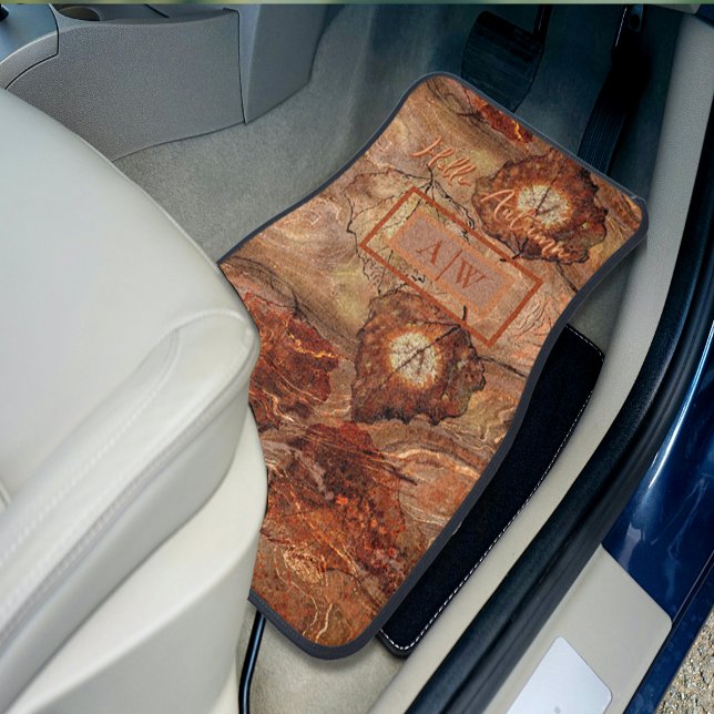 Abstract Art Terracotta Brown Monogram Car Floor Mat (Abstract Art Terracotta Brown Monogram Car Floor Mat)