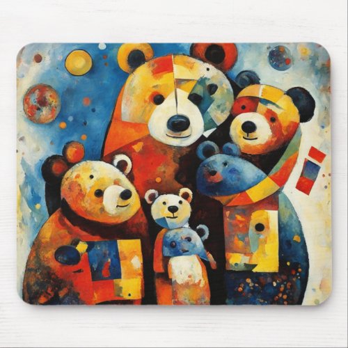 Abstract Art The Bear Family Mouse Pad