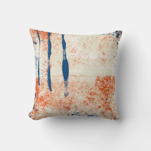 Abstract Art Throw Pillow Navy Blue Orange Cream