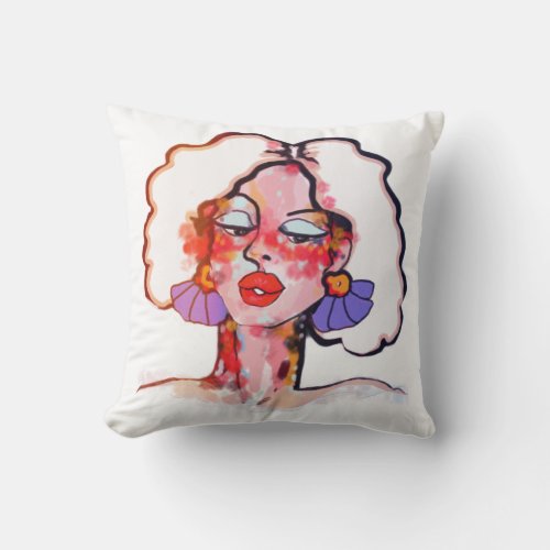 Abstract Art Throw Pillow of Woman With Sunburn