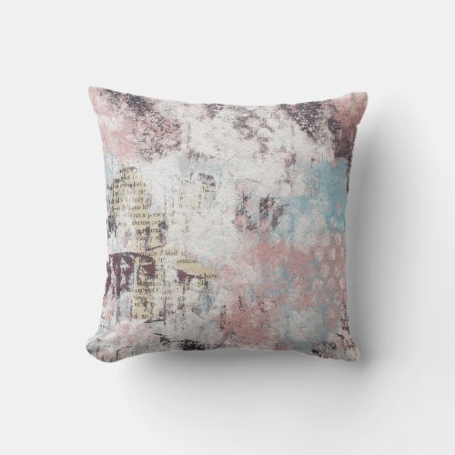 Abstract Art Throw Pillow Pink Blue White Collage