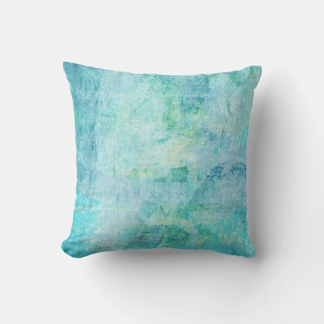 Abstract Art Throw Pillow Turquoise Aqua Blue (Front)