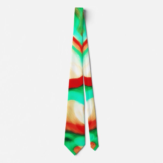 Abstract Art Tie Red Aqua Green Amber (Front)