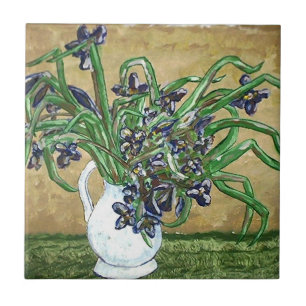 Abstract Art Tiles, Flowers on table Ceramic Tile