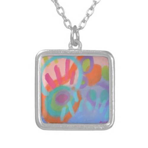 Abstract Art to Wear Silver Plated Necklace