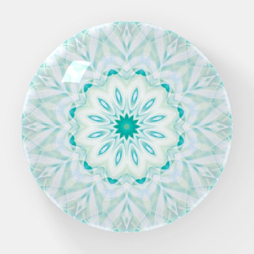 Abstract Art Transparent Mint Mandala  Paperweight