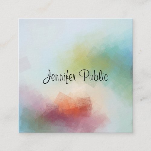 Abstract Art Trendy Modern Typography Square Square Business Card