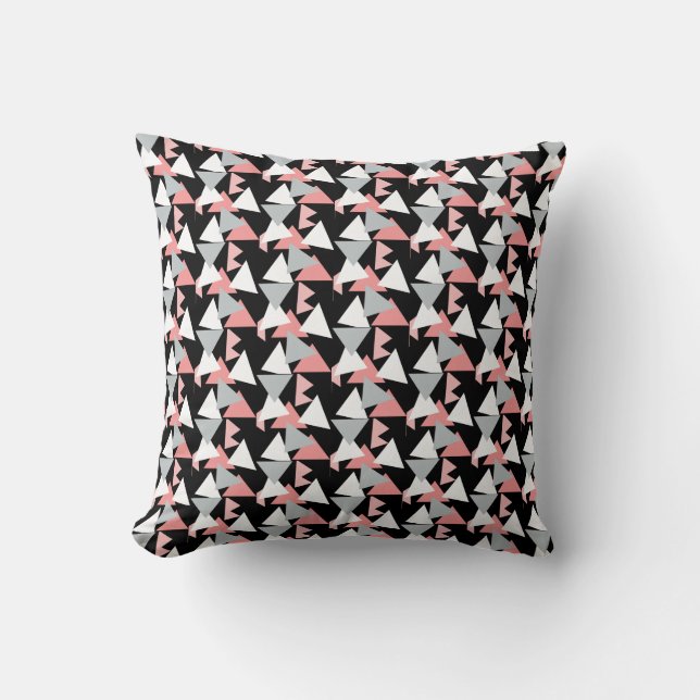 Abstract Art Triangle Pyramid Coral Peach Cushion (Front)