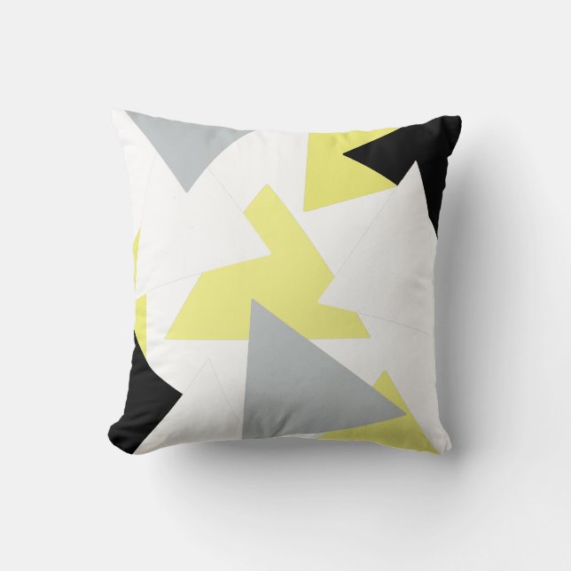 Abstract Art Triangle Pyramid Yellow Cushion (Front)