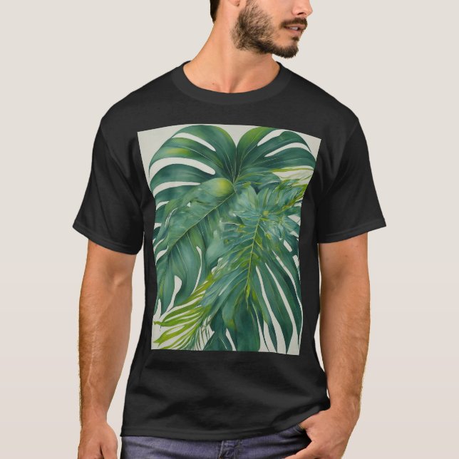 Abstract art tropical leaves background .  T-Shirt (Front)
