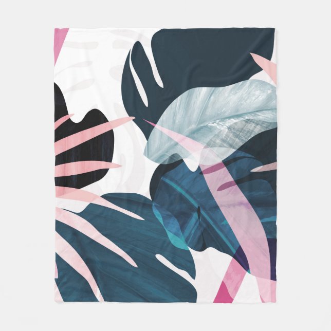 Abstract art tropical leaves background. Wallpaper Fleece Blanket (Front)