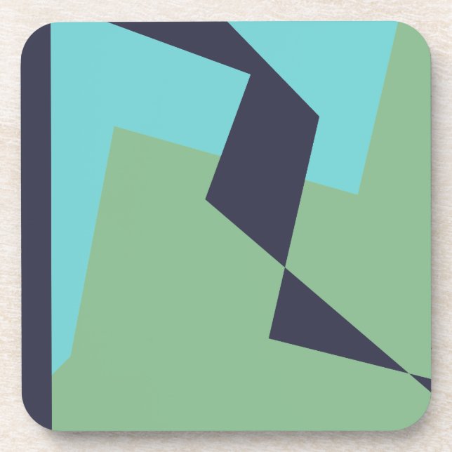 Abstract Art Turquoise Blue Green Beverage Coaster (Front)