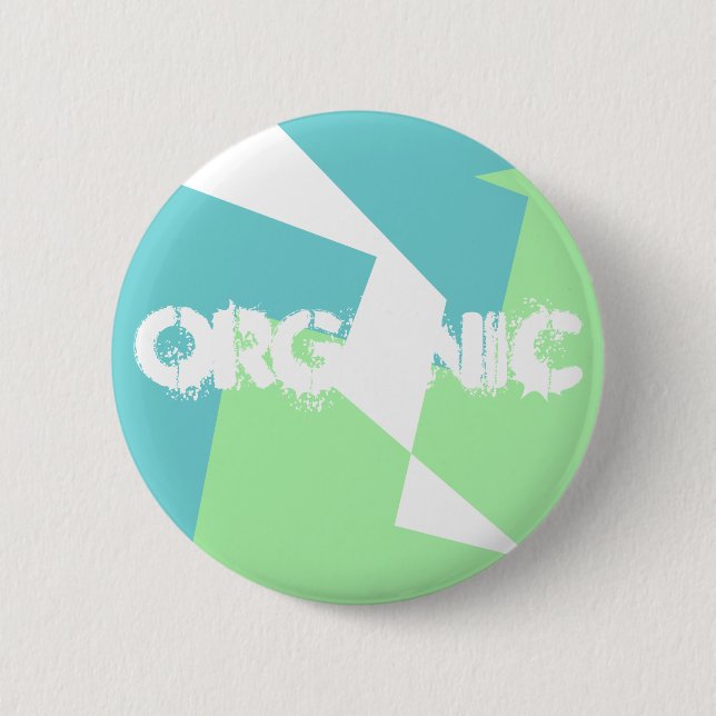 Abstract Art Turquoise Blue Green Button (Front)