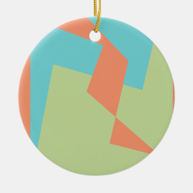 Abstract Art Turquoise Blue Green Ceramic Ornament (Front)