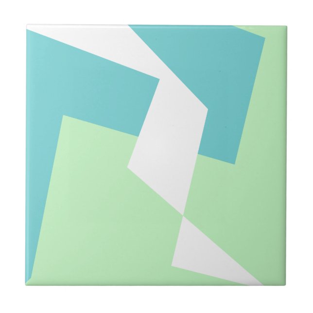Abstract Art Turquoise Blue Green Ceramic Tile (Front)