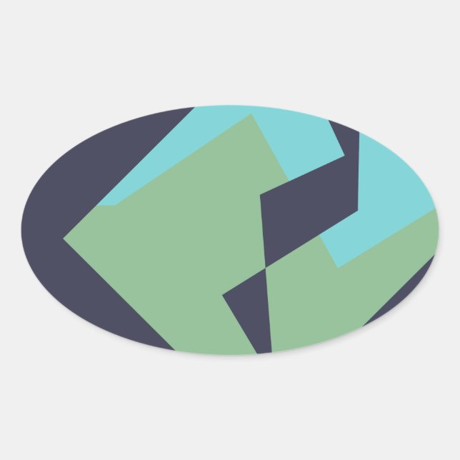 Abstract Art Turquoise Blue Green Oval Sticker (Front)