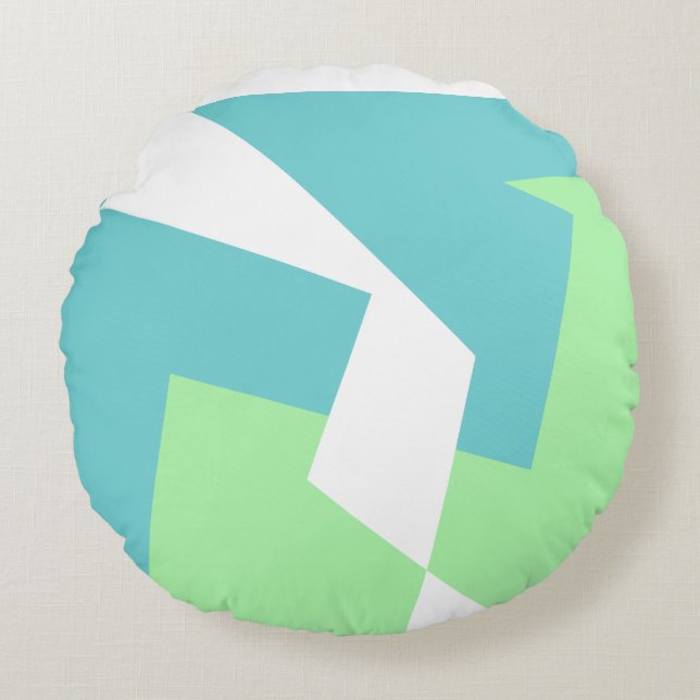 Abstract Art Turquoise Blue Green Round Pillow (Front)