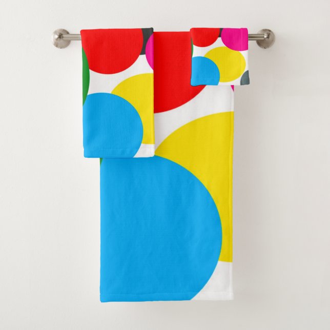 Abstract Art Turquoise Green Blue White Bath Towel Set (Insitu)
