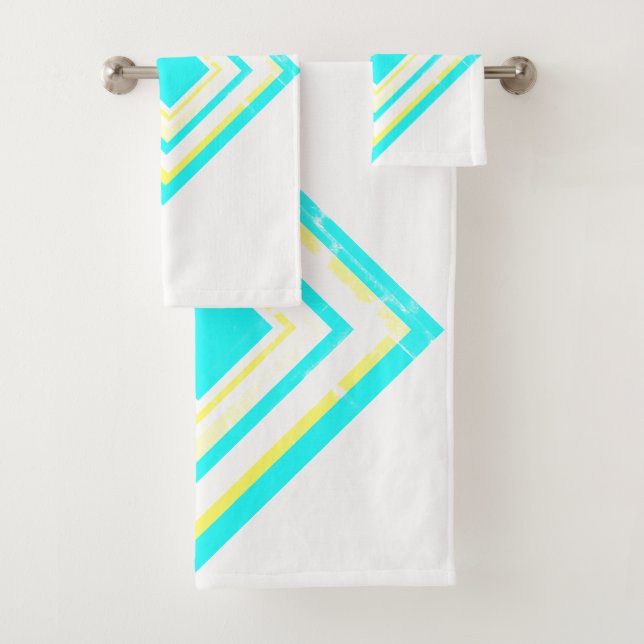 Abstract Art Turquoise Green Blue White Bath Towel Set (Insitu)