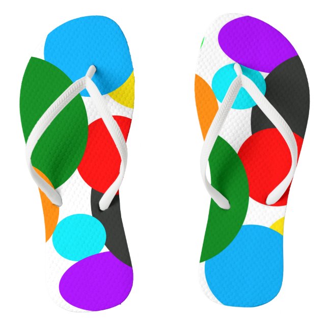 Abstract Art Turquoise Green Blue White Flip Flops (Footbed)
