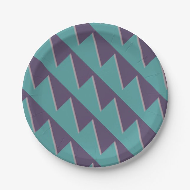 Abstract Art Turquoise Purple Paper Plates (Front)