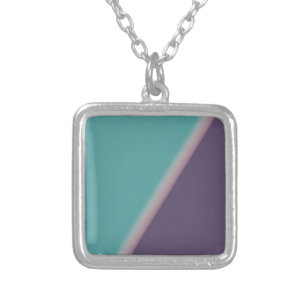 Abstract Art Turquoise Purple Silver Plated Necklace
