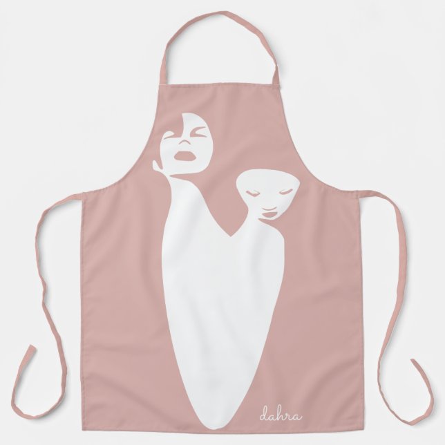 Abstract Art Two Black Women Apron (Front)