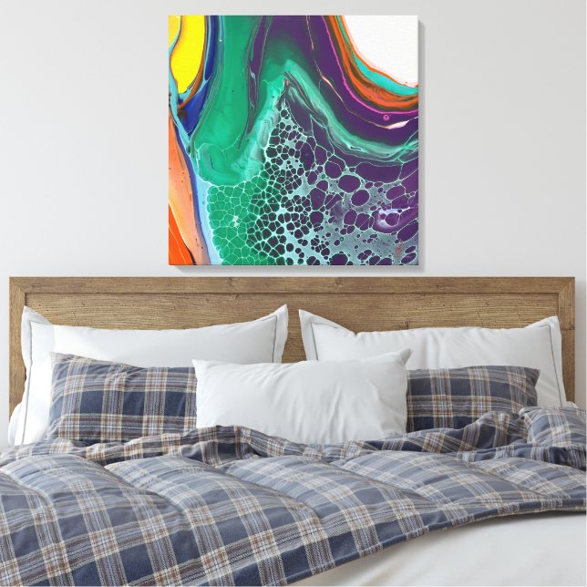 Abstract Art Unique Colorful Canvas Print (Insitu(Bedroom))