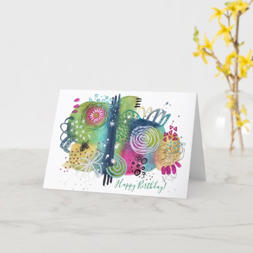 Abstract Art Vibrant Fun Colorful Happy Birthday Card