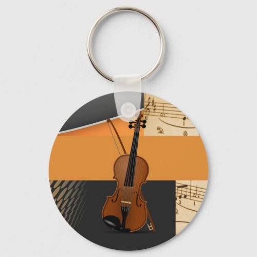 Abstract art violin design keychain