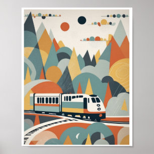 abstract art wall poster playful train journey