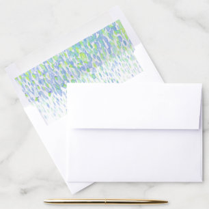 Abstract art watercolor green blue dabs envelope liner