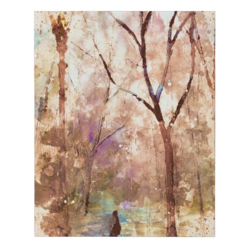 Abstract Art Watercolor Grunge Wrapped  Faux Canva Faux Canvas Print