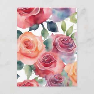 Abstract Art - Watercolor Roses  Postcard