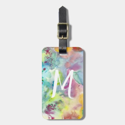 Abstract art watercolor soft splashy colors luggage tag
