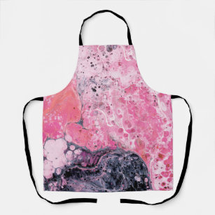 Abstract Art With Acrylic Paint Pour   Pink Black Apron