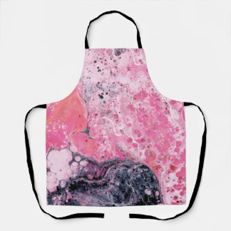 Abstract Art With Acrylic Paint Pour | Pink Black Apron