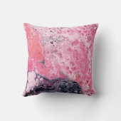 Abstract Art With Acrylic Paint Pour | Pink Black Throw Pillow (Back)