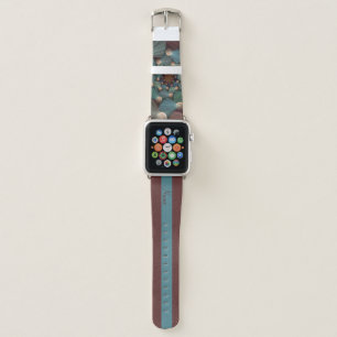 Abstract Art With Depth, Brown, Slate, Blue Name Apple Watch Band