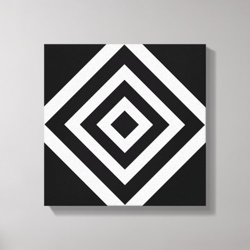 Abstract Art with Diamond Shapes in Black  White Canvas Print